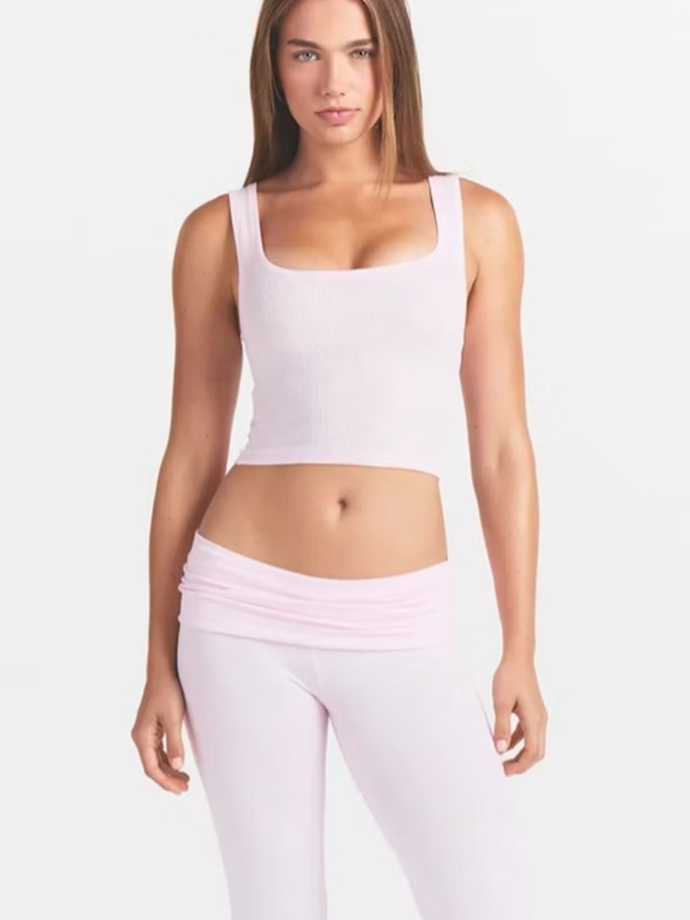 Skims baby pink cotton rib scoop neck tank cherry blossom XXS